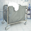 Folding linen cart, stainless steel collection trolley, cleaning room entrance cart, hotel room service cart, work cart, extra thick folding linen cart (with brown cloth bag)