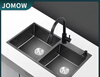 Joxod Black King Kong 304 thickened stainless steel handmade sink double slot nano antibacterial kitchen household dishwashing basin Black King Kong 80*45 double slot (304 pull-out faucet)