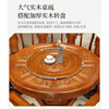Macron Guangdong Foshan all solid wood dining table antique carved gold rosewood large round table with turntable for 10 people, walnut color, free turntable + tempered glass, 2.0 meters, 1 table + 12 elephant head chairs