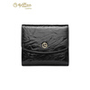 Goldlion 2025 Spring Hot Style Short Wallet Women's Trendy Niche Design Multi-Card Slot Wallet Cowhide Coin Purse Black