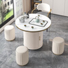 Yu Xiangyuan tea table modern simple movable slate tea table and chair combination light luxury balcony household kettle integrated table coffee table snow mountain white slate round tea table