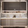 Royal Ceremony New Slate Hot Bending Integrated Double Basin Modern Bathroom Intelligent Hand Washing Table Integrated Bathroom Cabinet Combination Slate Hot Bending Integrated Basin + Intelligent Beauty Mirror Cabinet 1.7 Meter Double Basin