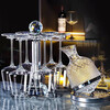 Depinte Crystal Red Wine Glass Rotating Decanter Goblet Wine Glass Home Light Luxury High-end Creative Wine Set 6 Crystal 425ml Red Wine Glass Silver Diamond Cup Holder Decanter