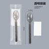 Vinoa disposable thickened and hardened plastic takeaway spoons individually packaged fruit salad light food bibimbap watermelon spoon wholesale European spoon black individually packaged 50 pieces