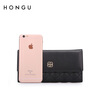 Honggu New Wallet Women's Long Korean Style Simple Wallet Three-fold Multifunctional Wallet Small Handbag Clutch Black (Long Style)