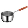 Hot oil small pot, stainless steel mini small pot, extended wooden handle, special tool for burning oil and pouring oil, uncoated, small size 300ml, extended handle, not hot
