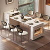 Micro Art 2026 cream style sideboard island dining table integrated household retractable and foldable small apartment bar guide inverted dining table island dining table + A style dining chairs * 6 (with tea)
