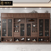 Jinjiang Chuancheng New Chinese style Bogu rack North American black walnut study bookshelf tea room tea rack tea cabinet tea space display cabinet old elm middle cabinet 100*35*240cm