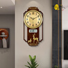 Swiss original imported quality living room wall clock quartz clock 2025 new high-end light luxury new Chinese style home fashion light luxury sandalwood gold upgraded silent movement 20 inches or more