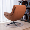Nana Lawrence 360 rotating single sofa chair casual home light luxury high-end Napa leather ergonomic chair caramel color ecological leather