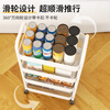 Jike trolley storage rack removable floor-standing storage rack for home snack kitchen multi-layer iron carbon steel wheeled shelf thickened carbon steel material three-layer black with pulleys