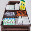 Hotel room multifunctional hand push linen cart cleaning work cart cleaning cart cloth bag guest room entrance hygiene service cart silent thickened conventional bilateral (carpet version
