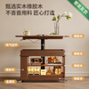 Winter wood solid wood folding coffee table liftable living room household small apartment sofa side cabinet movable trolley side table mobile lifting folding coffee table walnut color with lights