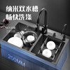 Joxod Black King Kong 304 thickened stainless steel handmade sink double slot nano antibacterial kitchen household dishwashing basin Black King Kong 80*45 double slot (304 pull-out faucet)