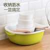 Camellia drain basket plastic double-layer large kitchen household creative sink basin fruit plate fruit and vegetable basket vegetable basket new green-1 piece