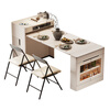 Micro Art 2026 cream style sideboard island dining table integrated household retractable and foldable small apartment bar guide inverted dining table island dining table + A style dining chairs * 6 (with tea)