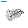 Huijun waterproof metal button switch flat head high head spherical small start stop reset self-locking switch 16mm self-locking metal flat head screw foot