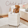 Minglv children's sit-on suitcase 20-inch baby walking artifact suitcase baby parent-child travel boarding mother trolley bag white basic model seat belt + dust cover 20-inch standard boarding suitcase