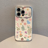 Vinien is suitable for Apple 16prom mobile phone case 15promax female new model 14pro summer high-end lens all-inclusive 13pm silicone small fresh 12 niche 17 anti-fall protective cover chestnut floral lens all-inclusive + delicate and skin-friendly iPhone 16 Pro Max