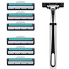 Value-for-money set of 20 pieces, double-layer head shaver, manual razor, beard blade, razor blade, 1 blade holder + 12 blades