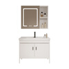 Space aluminum bathroom washbasin cabinet combination bathroom bathroom cabinet washbasin integrated ceramic floor-standing washbasin ed 100CM slate basin + floor-standing cabinet + ordinary mirror cabinet