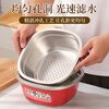 Kitchen Lady (CUGF) double-layer vegetable sink for washing fruits and draining basket, new strainer and leaking basin, stainless steel vegetable basin and draining basket, square 2-piece set, solid basin 28cm + drain basin 28cm