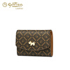 Goldlion 2025 Hot Women's Bag Fashion Printed Wallet Women's Short Cute Puppy Card Holder Multi-Card Slot Wallet Trendy Dark Brown