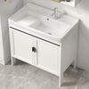 Jomoo's new space aluminum laundry cabinet balcony laundry sink ceramic washbasin with washboard floor-standing washbasin cabinet set ivory white 71*48 cabinet + basin + hardware + mirror cabinet