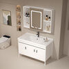 Space aluminum bathroom washbasin cabinet combination bathroom bathroom cabinet washbasin integrated ceramic floor-standing washbasin ed 100CM slate basin + floor-standing cabinet + ordinary mirror cabinet
