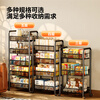 Yicai Nianhua Stable Kitchen Shelf Floor-standing Storage Cabinet Condiment Dinner Mobile Trolley Snack Rack Black 4-Layer 1057
