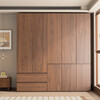 Shuangye solid wood wardrobe manufacturer direct sales walnut color modern simple bedroom home Nordic multi-layer board segment 2025 new 5-door solid wood multi-layer board wardrobe long 1.8*2.0 meters