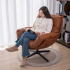Nana Lawrence 360 rotating single sofa chair casual home light luxury high-end Napa leather ergonomic chair caramel color ecological leather