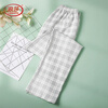 Langsha 100% cotton men's pajama pants men's autumn and winter classic plaid casual simple loose breathable men's pajama pants