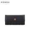 Honggu New Wallet Women's Long Korean Style Simple Wallet Three-fold Multifunctional Wallet Small Handbag Clutch Black (Long Style)