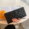 Kangaroo wallet women's short 2025 new Internet celebrity retro rhombus simple light luxury coin purse folding long wallet short black