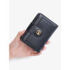 MICHAEL KORS Women's Mini Card Holder Compact, Portable and Practical Folding Wallet with Coin Bag Black F