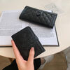 Kangaroo wallet women's short 2025 new Internet celebrity retro rhombus simple light luxury coin purse folding long wallet short black