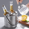 He Jiagong stainless steel thickened ice bucket KTV bar bucket fried chicken snack bucket commercial ice bucket creative red wine bucket stall 1 thickened natural color ice bucket 1.6L