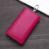 GOYN home key bag for women, multi-functional tri-fold wallet, first-layer cowhide waist hanging, practical key bag with card slot, coin purse, rose red