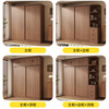 Huixun Free Installation Wardrobe Bedroom Wooden Furniture Sliding Door Walnut Color Home Storage Wardrobe Cabinet 160*200*50 Main Cabinet + Top Cabinet