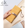 Casa-kupsCK women's long wallet 2025 Chinese Valentine's Day Korean version frosted leaf buckle zipper women's handbag yellow