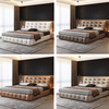 Fatima Lawrence Cloud Leather Bed Master Bedroom Large Bed Soft Covered Wedding Bed Italian Minimalist Double High Box Bed Single Bed 1.8*2 Meter Frame Bed Stable and Not Shaking