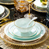 Yueyantingge Jingdezhen underglaze celadon exquisite porcelain bowl and dish set household bone china tableware set wedding housewarming gift gold-painted jadeite exquisite 68 pieces for 10 people