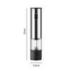 Baijie electric pepper grinder black household seasoning thickness peppercorn gravity sea salt induction pepper seasoning bottle rechargeable grinder one-click grinding thickness adjustable