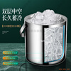 Huaiyin 304 stainless steel ice bucket commercial ice-cold beer bucket extra-long cold-keeping red wine champagne bucket refrigerated ice storage bucket 304 double-layer ice bucket small size with ice clip