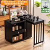 Trojan mobile tea table small tea table kettle all-in-one home balcony leisure living room coffee table tea table multi-function 80 long - black gold stone panel + tea making appliances + tea set