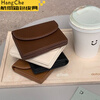 Ye Yu Korean Style Short Card Holder Portable Small Solid Color Simple Girls New Leather ID Coin Purse Coffee