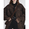 TonLion 2025 Autumn and Winter Retro Leopard Pattern Round Neck Loose Cardigan Jacket for Women