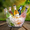 Luluo Food Grade Yuanbao Ice Bucket Bar Acrylic Ice Cube Ice Bucket Champagne Bucket Commercial Portable Ice Bucket Outdoor Camping PP Double Hand-held Primary Color Frosted 1 Piece