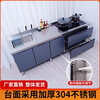 Stainless steel kitchen cabinets, sink, single and double sinks, wash basin, storage, operation, stove, integrated cabinet, 7-shaped (combination 6)